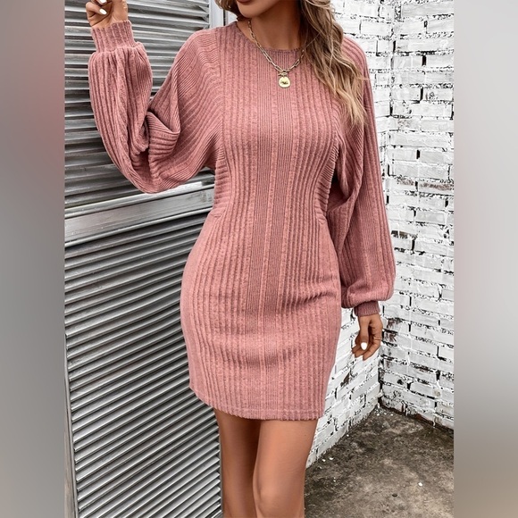 Dream Delight Sweater Dress with Puff Sleeve - Picture 1 of 5